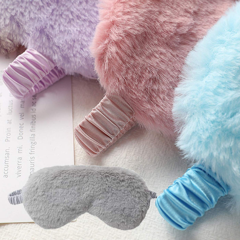 [Australia] - 4 Pcs Plush Eye Mask Soft Fluffy Plush Eye Mask Sleep Mask Adjustable for Kids Adult Women 