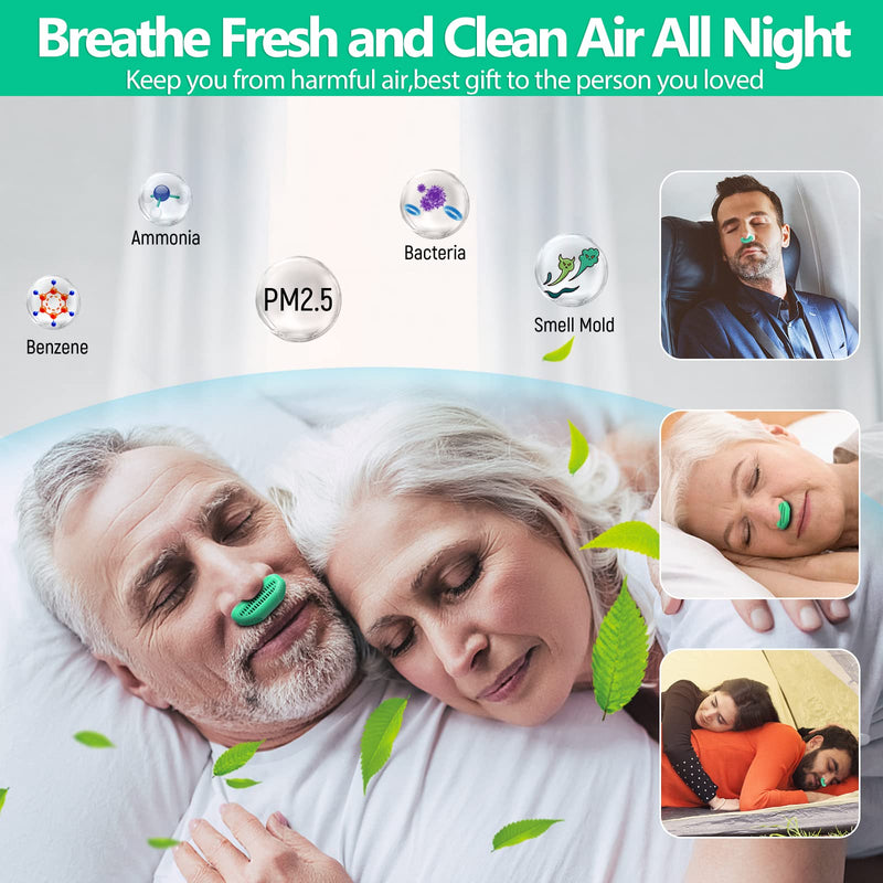 [Australia] - Anti Snoring Devices, Snore Stopper Air Purifier Filter Snoring Solution for Men Women Stop Snoring Nasal Dilator Nose Vents Plugs Comfortable Nasal to Relieve Snore Anti Snore for Better Sleep Green 