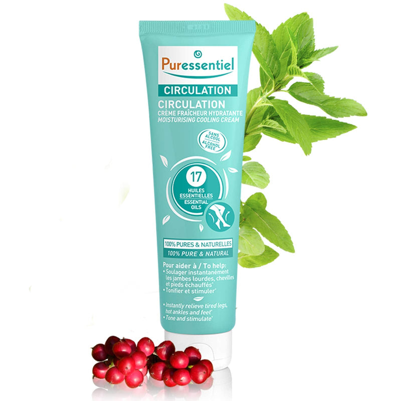 [Australia] - Puressentiel Circulation Moisturizing Cooling Cream - 100% Pure And Natural Oils - Alcohol Free - Supports Circulation - Provides Instant, Lasting Relief For Tired Legs, Ankles And Feet - 100 Ml 