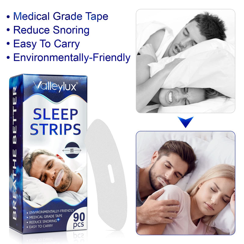 [Australia] - 90 Pcs Mouth Tape（85mm）, Improves Bad Habits Such As Snoring, Sleep Talk, Drooling. Mouth Tape for Sleeping Help Train Nasal Breathing, Promote Better Nighttime Sleeping and Instant Snoring Relief 90 Pcs 