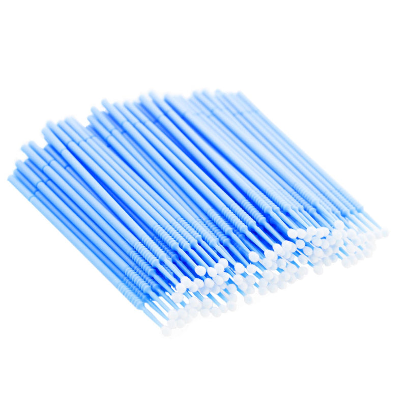 [Australia] - TCP Global Eyelash Extension Micro Brushes, 100 Medium 2.0 mm Tip Size Blue Disposable Brush Applicators - Apply Makeup, Paint Touch Up 