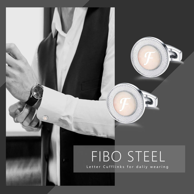 [Australia] - FIBO STEEL 4 Pairs Mens Initial Letter Shirts Cufflinks Engraved Shirt Cufflink Alphabet Set Fashion Dazzle Tuxedo Cufflinks Business Wedding A 