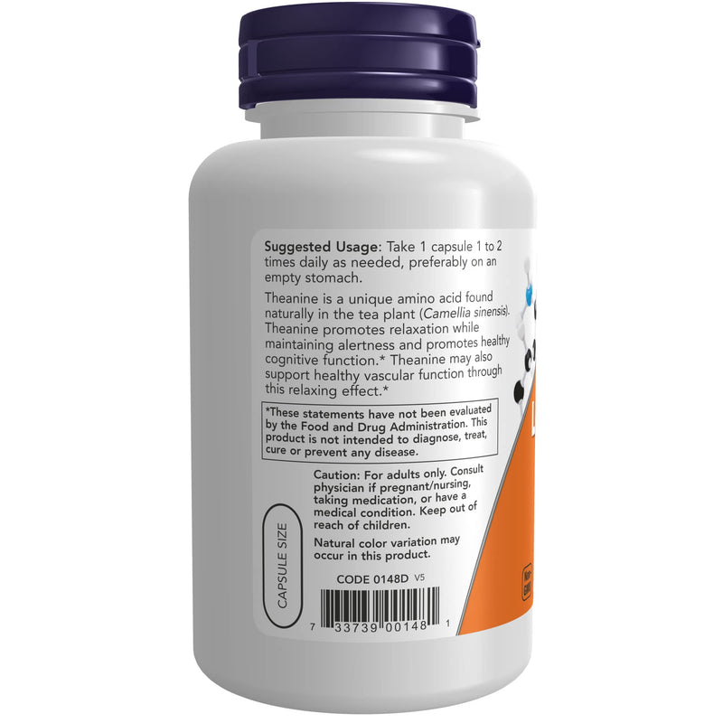 [Australia] - NOW Supplements, L-Theanine 200 mg with Inositol, Stress Management*, 120 Veg Capsules 