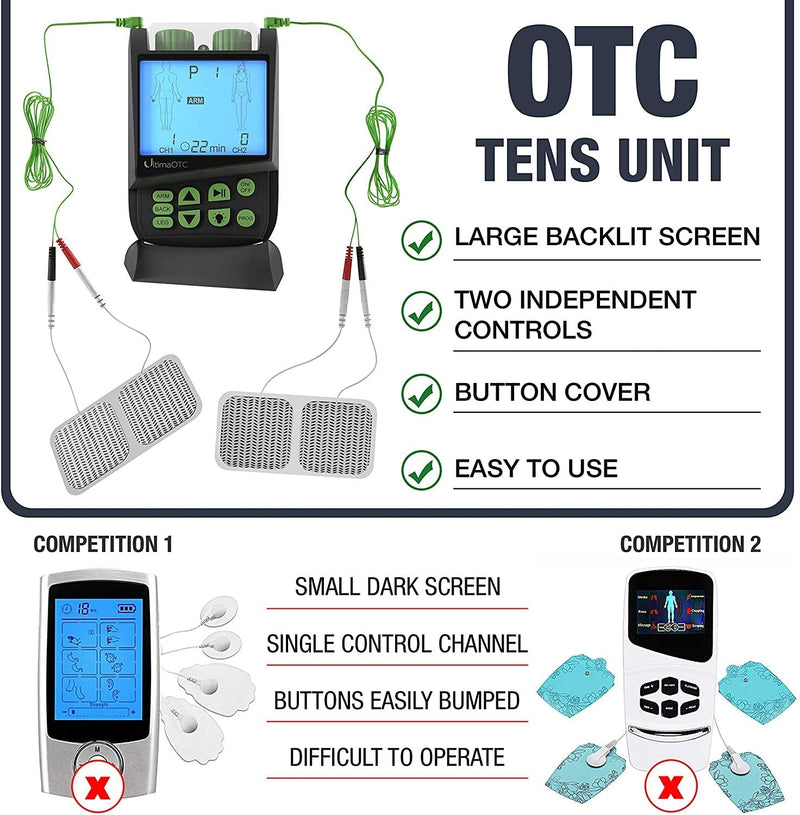 [Australia] - TENS Therapy Massager by Ultima OTC - Electric Muscle Contraction Stimulator for Electrotherapy Pain Relief - Massage Unit and Pain Therapy Device (White) 