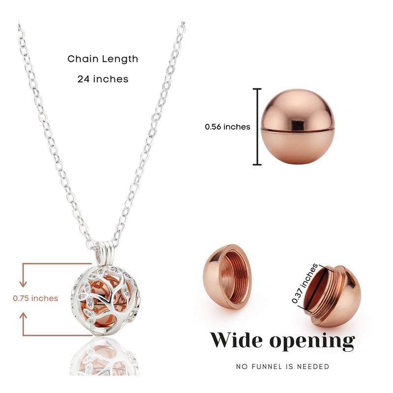 [Australia] - Urn Necklaces for Ashes Pendant and Chain in Hypoallergenic 925 Sterling Silver and Cubic Zirconia Memorial Rose Tree of Life 