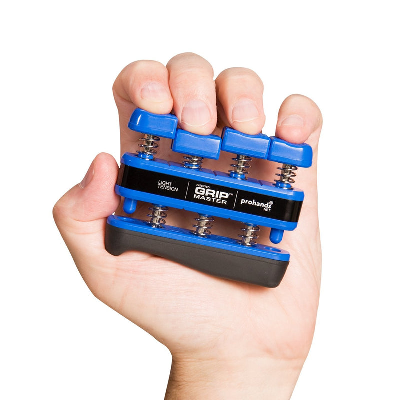 [Australia] - PROHANDS Gripmaster Hand Exerciser, Finger Exerciser (Hand Grip Strengthener), Spring-Loaded, Finger-Piston System, Isolate & Exercise Each Finger 5 lb (Light Tension) Blue - Gripmaster 