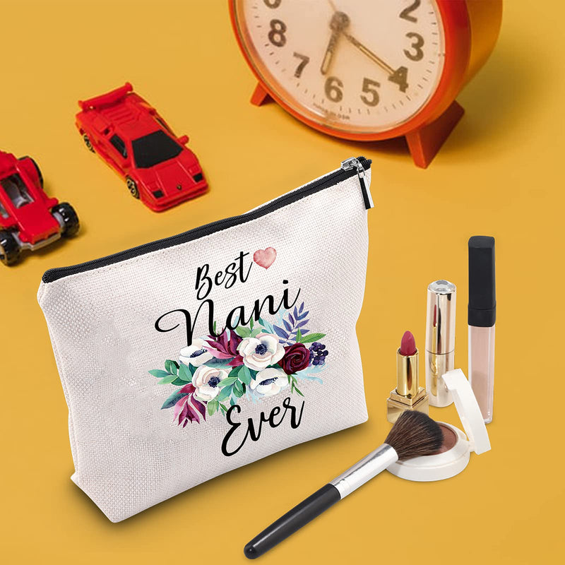 [Australia] - TSOTMO Best Nani Ever Makeup Bag Nani Gift Grandma Gift from Grandchildren Grandma Birthday Gift (Nani) 