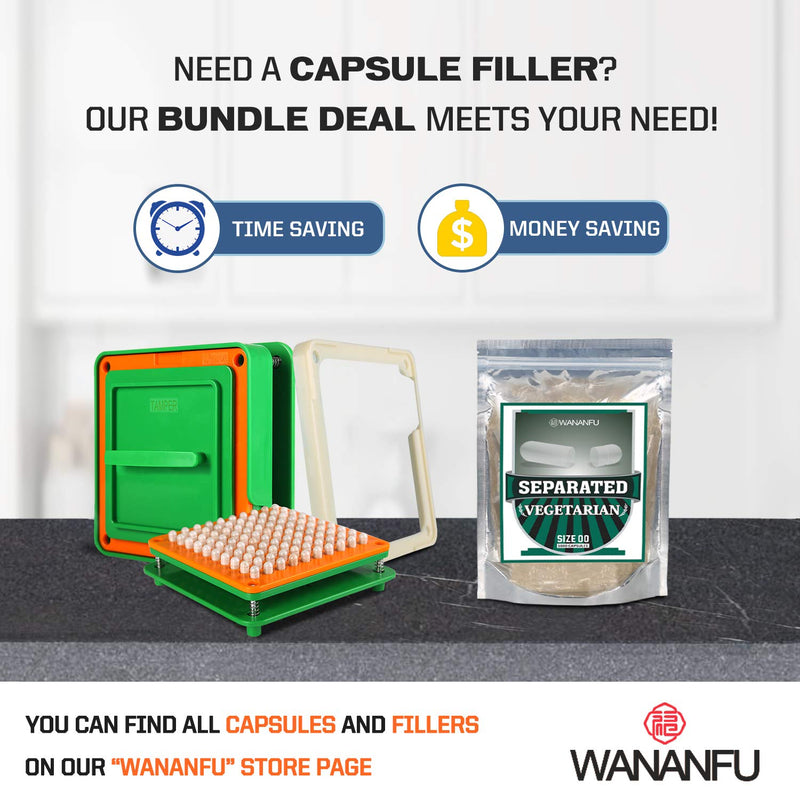 [Australia] - WANANFU Separated Empty Capsules Size 00 Vegetarian (200 Count), Compatible with Capsule Filling Machine Size 00 