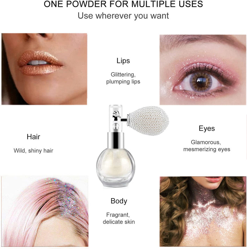 [Australia] - Highlighter Powder Spray, Body Glitter Face High Gloss Spray Shimmer Sparkle Powder Makeup Spray for Face Body Cosmetic (1#Pearl White) 1#Pearl White 