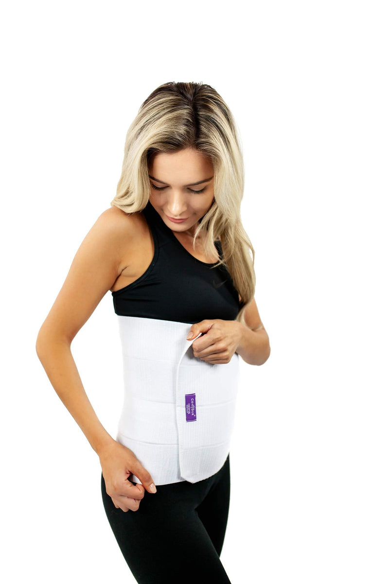 [Australia] - Abdominal Binder Post Surgery Compression Wrap - Torso Liposuction, Mommy Makeover, and Tummy Tuck Compression Garment - White 12in Postpartum Belt and C-Section Recovery Belly Band (S13-12) Large Large (Pack of 1) 