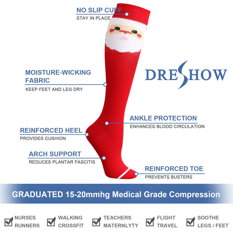 [Australia] - DRESHOW Compression Socks For Men & Women 3/7 Pairs is Best Support for Athletic,Running, Flight Travel,Cycling A-08 Navy/Grey/Green S-M 