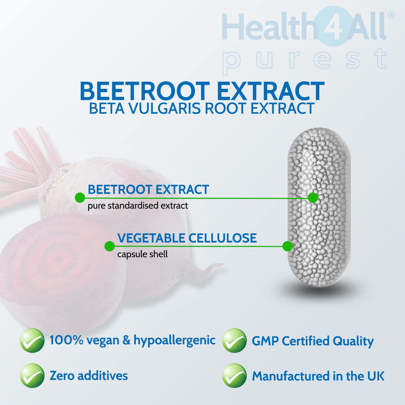 [Australia] - Beetroot Extract 4500mg 60 Capsules (V). (not Tablets) Purest: no additives Vegan Supplement standardised to nitrates Contents. Made in The UK by Health4All 60 Count (Pack of 1) 