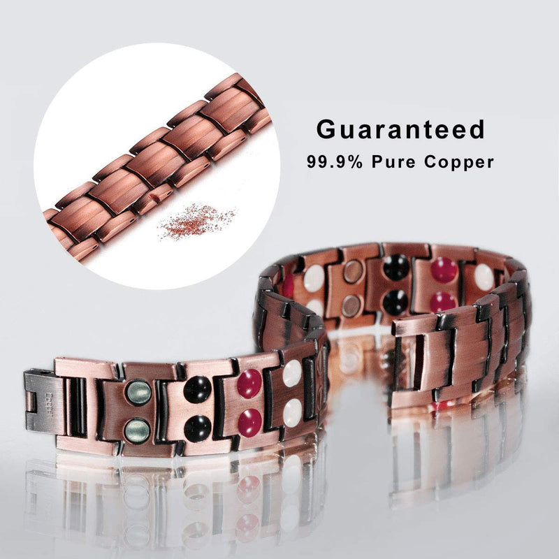 [Australia] - JFUME Pure Copper Bracelets Two Tone Bracelet for Men 8.5Inches Adjustable with Link Removal Tool Red 