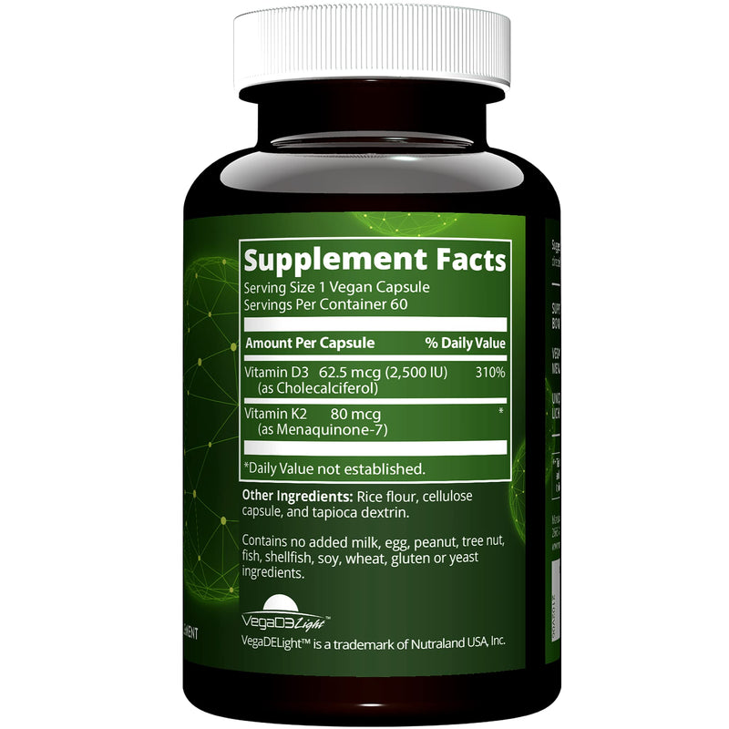 [Australia] - Nutrition Vegan Vitamin D3 & K2 | Bone + Cardiovascular Health | 2500 IU/80mcg | Immune Function | 60 Servings 
