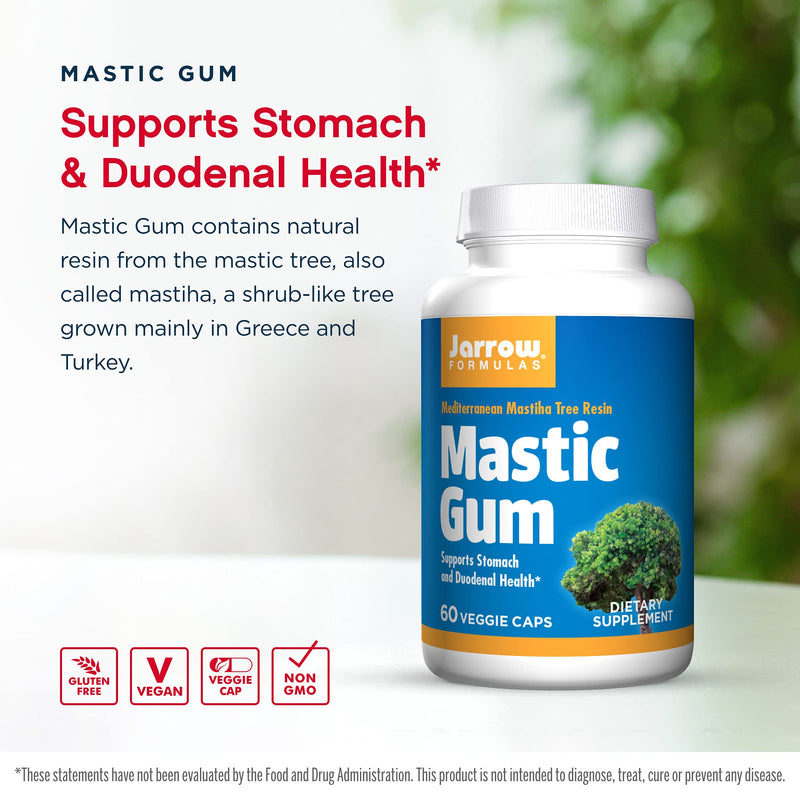 [Australia] - Jarrow Formulas Mastic Gum 1000 mg - 60 Veggie Caps - Natural Formula Supporting Stomach, Duodenal & Oral Health - 30 Servings 60 Count (Pack of 1) 