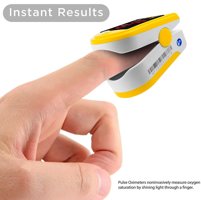 [Australia] - FaceLake FL400Y Pulse Oximeter Blood Oxygen Saturation Monitor, Neck/Wrist Cord, Carrying Case and Batteries Included, Yellow 