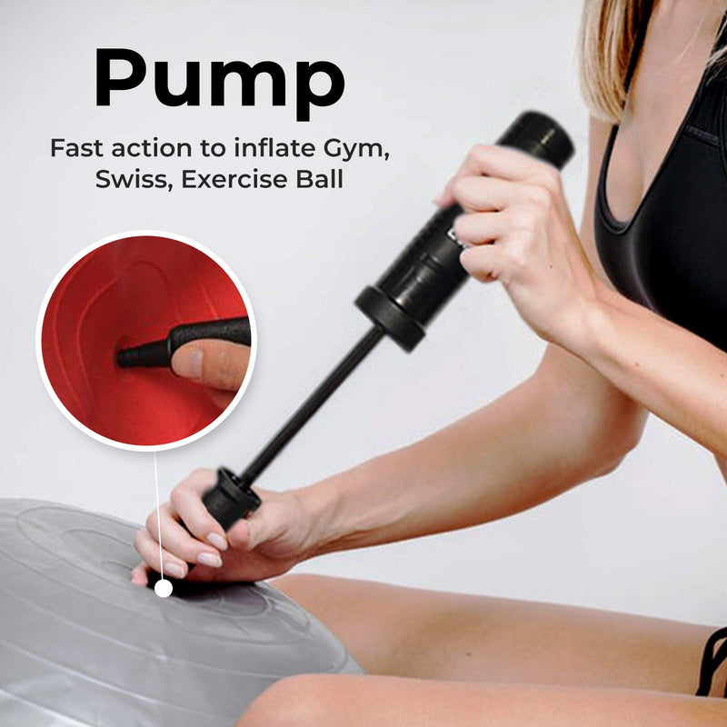 [Australia] - ResultSport Gym Ball Balloon Camping Double Action Hand Pump with Stopper Plug and Plug Removal Tool for Gymball and Swissball 