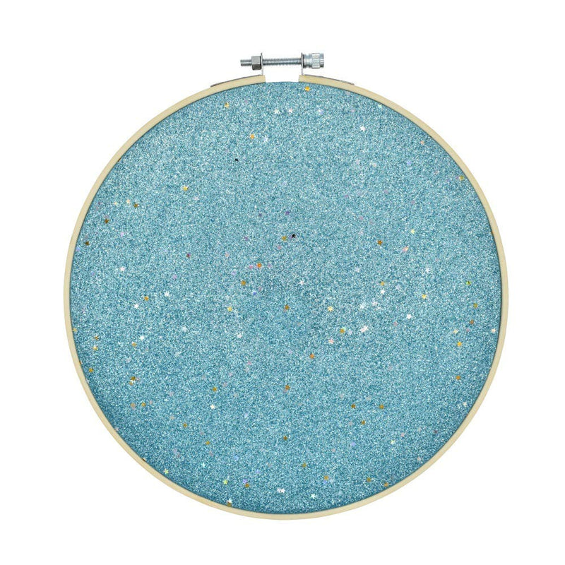 [Australia] - Wall Hanging Brooch Jewelry Storage Display Stand Enamel Pin Display Holder Earrings Necklace Glitter Pin Display Board with Stars, Pin Collection Display, Canvas/Leather Embroidery Hoop (Blue) Blue 