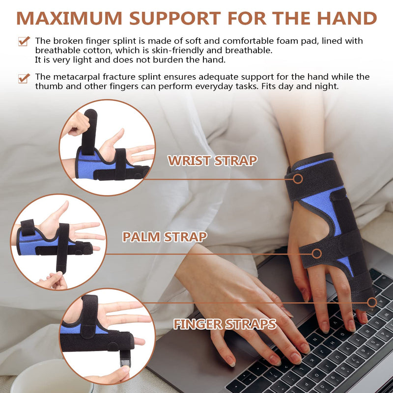 [Australia] - Scurnhau Pinky Finger Splint, Boxer Fracture Splint, Metacarpal Broken Splint, 4th and 5th Finger Support brace for Straightening, Dislocated, Arthritis and Mallet Finger, Fits Left or Right Hand S/M 