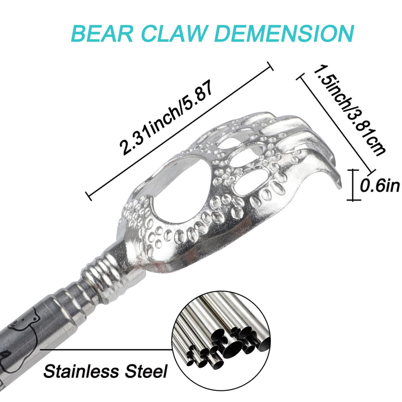 [Australia] - Back Scratcher, WOVTE Bear Claw Telescopic Back Scratcher Portable Extendable Stainless Steel Back Massager for Adults Stocking Fillers for Men Women Itch Relief Black 