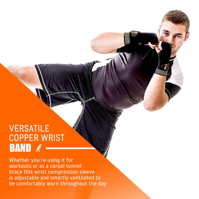 [Australia] - NeoAlly® - Copper Wrist Compression Sleeves Copper Infused Wrist Support Compression Brace Moisture-Wicking Adjustable Strap Wrist/Hand Wraps, Medium, 2 Pack Medium (Pack of 2) 
