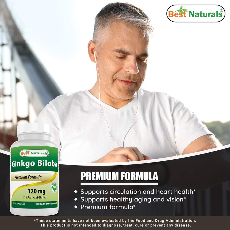 [Australia] - Best Naturals, Ginkgo Biloba Extract - Double Strength Ginkgo Biloba, 120mg, 120 Capsules (120 Count (Pack of 1)) 120 Count (Pack of 1) 