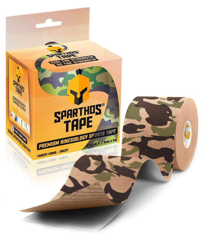 [Australia] - Sparthos Kinesiology Tape [Forest Camo - 16.4ft Uncut Roll] x Ice Packs for Injuries [Size Medium + Cover] 