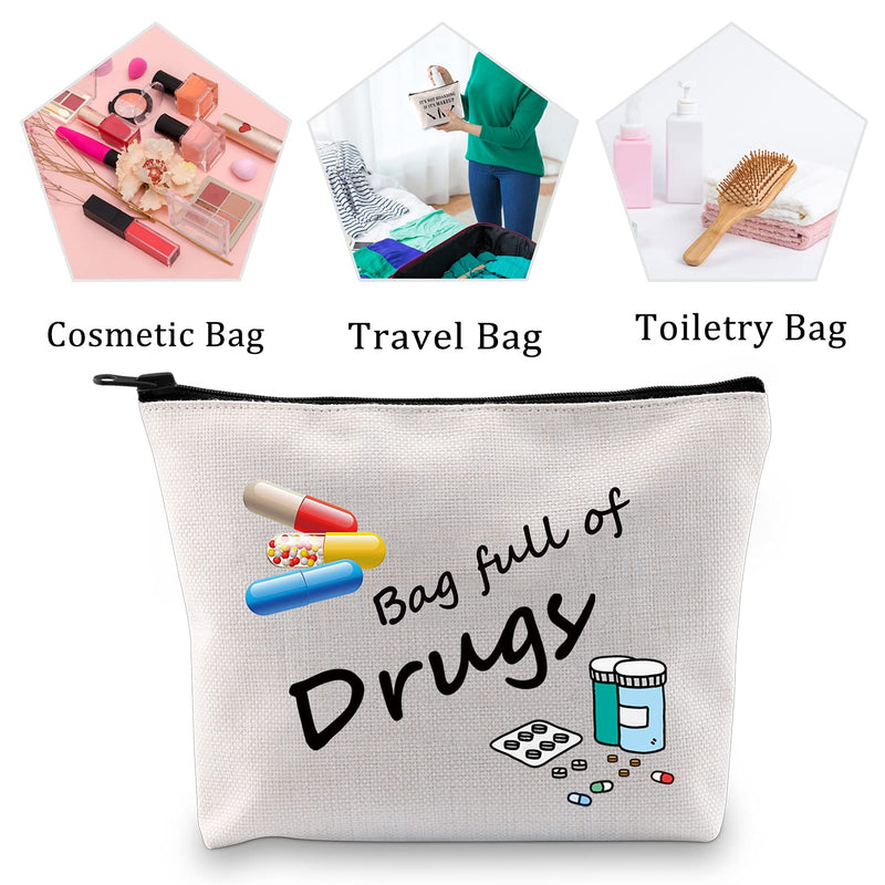 [Australia] - Bag of Drugs Zipper Pouch Makeup Bag Funny Drugs Bag Travel Drug Bag Cosmetic Bag Drug Storage Bag Pill Medicine Drug Bag Organizer Case 