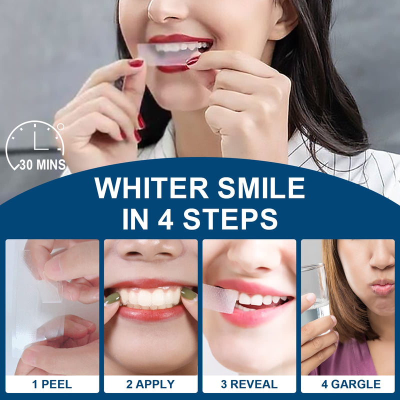 [Australia] - Teeth Whitening Strips, Professional Teeth Stain Removal, Whitening Strips for Against Yellow Teeth, Natural Healthy Tooth whitening kit for Improve Coffee, Tea Stains and Refresh Breath 