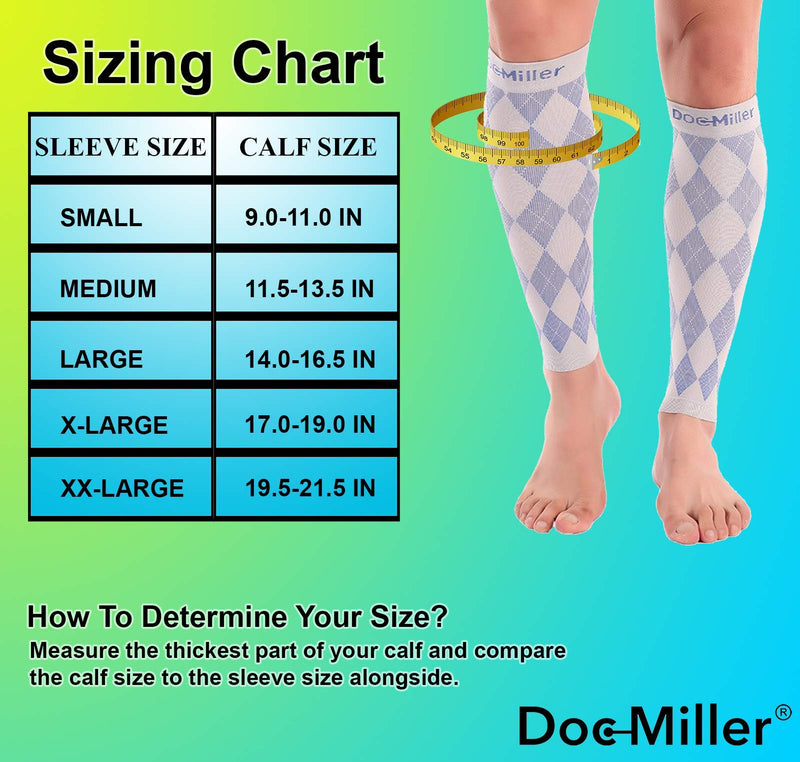 [Australia] - Doc Miller Calf Compression Sleeve for Men & Women - Fast Leg Pain Relief from Shin Splints, Varicose Veins - All Day Calf Support for Running, Travel & Everyday Use Gray.Blue XX-Large 