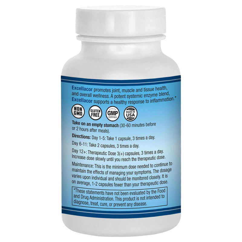 [Australia] - Excellacor – Proteolytic Systemic Enzymes Formula – with Enteric-Coated Serrapeptase - Total Body Support - 90 Vegetarian Capsules - AST Enzymes 