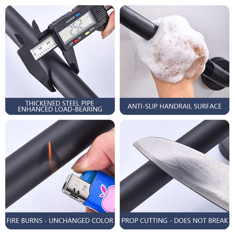 [Australia] - 12 Inch Bath Safety Hand Grab Rail, Oil Rubbed Black Anti Slip Hand Rail Support, Stainless Steel Bathroom Balance Bar, Handicap Elderly Injury Senior Assist Bath Handle,Wall Concealed Mount Handle 12 Inch (Pack of 1) Black (304) 
