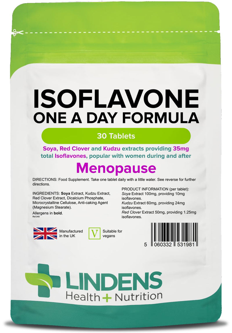 [Australia] - Lindens SOYA Isoflavones | 30 1-A-DayTablets | Red Clover, Kudzu, Menopause, Hormone Balance | Vegan Formula (1 Months Supply) | Made in The UK, Letterbox Friendly 