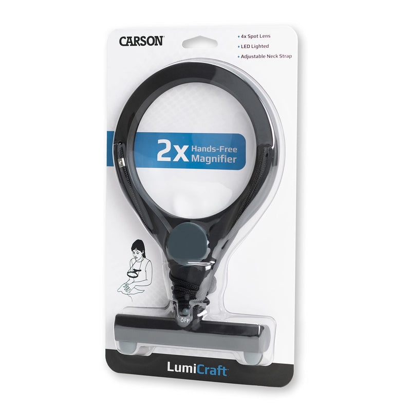 [Australia] - Carson® LumiCraft LED Lighted Hands-Free 2x Magnifier with 4x Spot Lens & Neck Cord (LC-15) 