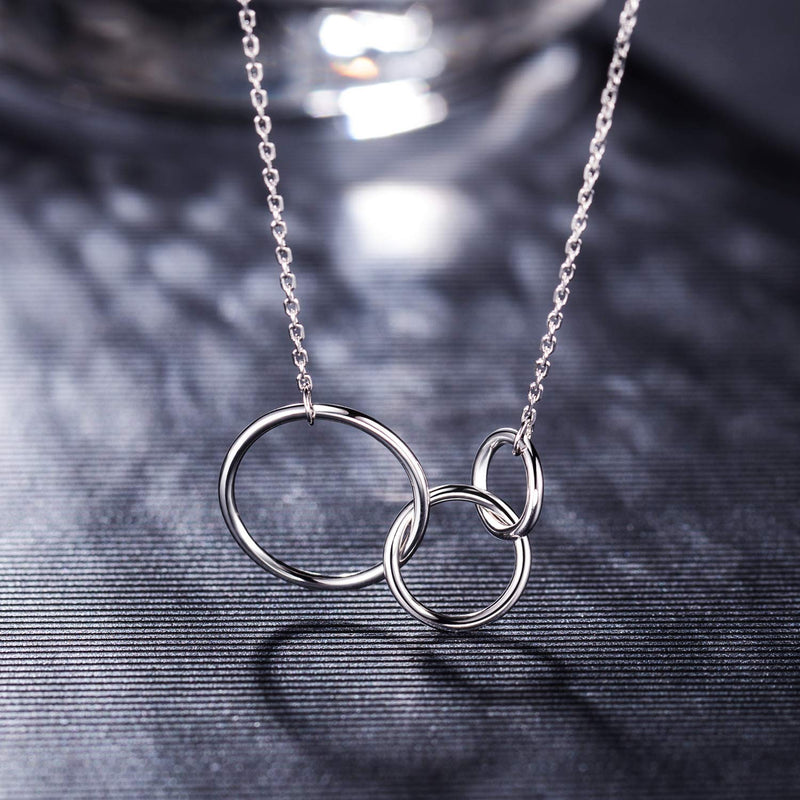 [Australia] - 3 Sisters Necklace - 925 Sterling Silver Three Circles Friendship Sister Necklace For Women Girls 