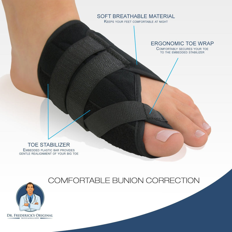 [Australia] - Dr. Frederick's Original Nighttime Bunion Splints - 2 Double-Stitched Velcro Bunion Correctors - Bunion Relief for Bedtime - for Men & Women 