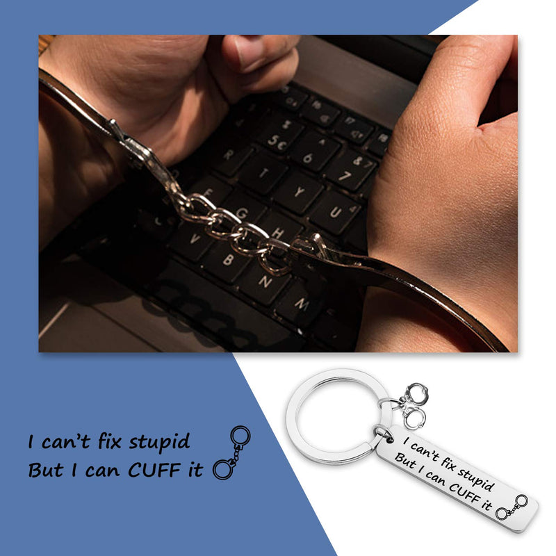 [Australia] - EIGSO Funny Police Officer Gift I Can't Fix Stupid But I Can Cuff It Keychain Appreciation Gift Christmas Thanksgiving Day Gift(Stupid Cuff KR) 