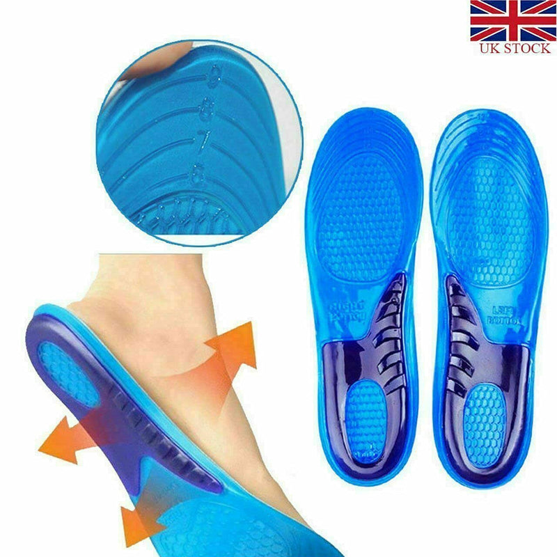[Australia] - Unisex Orthotic Silicone Gel Shoes Insoles Shock Absorbing Full Length Pair of Boots & Sports Shoe Massaging Feet Shoe Inserts (Medium Size UK 6 to 8) 
