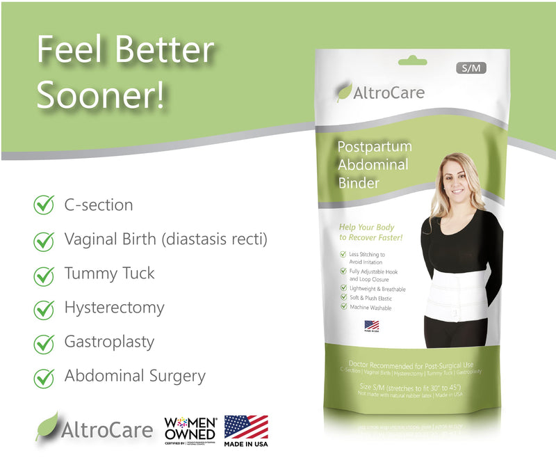 [Australia] - AltroCare 3 Panel, 9" Postpartum Abdominal Binder & Belly Band. Size L/XL stretches to fit 45" to 60" Large/X-Large (Pack of 1) 