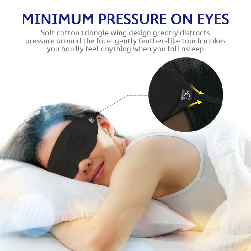 [Australia] - Mavogel Cotton Sleep Eye Mask - Updated Design Light Blocking Sleep Mask, Soft and Comfortable Night Eye Mask for Men Women, Eye Blinder for Travel/Sleeping/Shift Work, Includes Travel Pouch, Black 