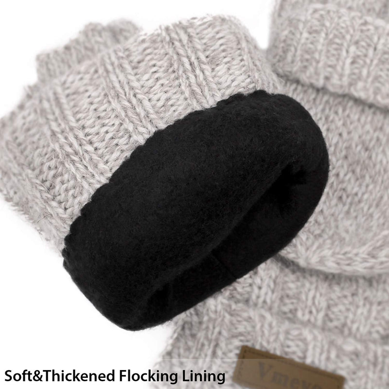 [Australia] - Winter Knitted Convertible Fingerless Gloves Wool Mittens Warm Mitten Glove for Women and Men W-beige Medium 