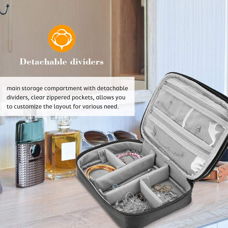 [Australia] - ProCase Travel Jewelry Case Organizer Bag for Women Girls Christmas Valentine's Day, Soft Padded Jewelry Carrying Pouch Portable Jewelry Storage Box Holder for Earrings Rings Necklaces Bracelets Chains 