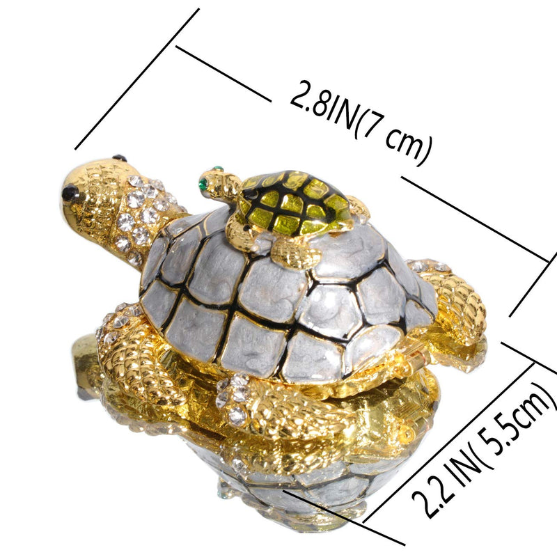 [Australia] - Waltz&F Silverback Turtle Metal Trinket Box Hinged Hand-Painted Ring Holder Animal Figurine Home Decoration 