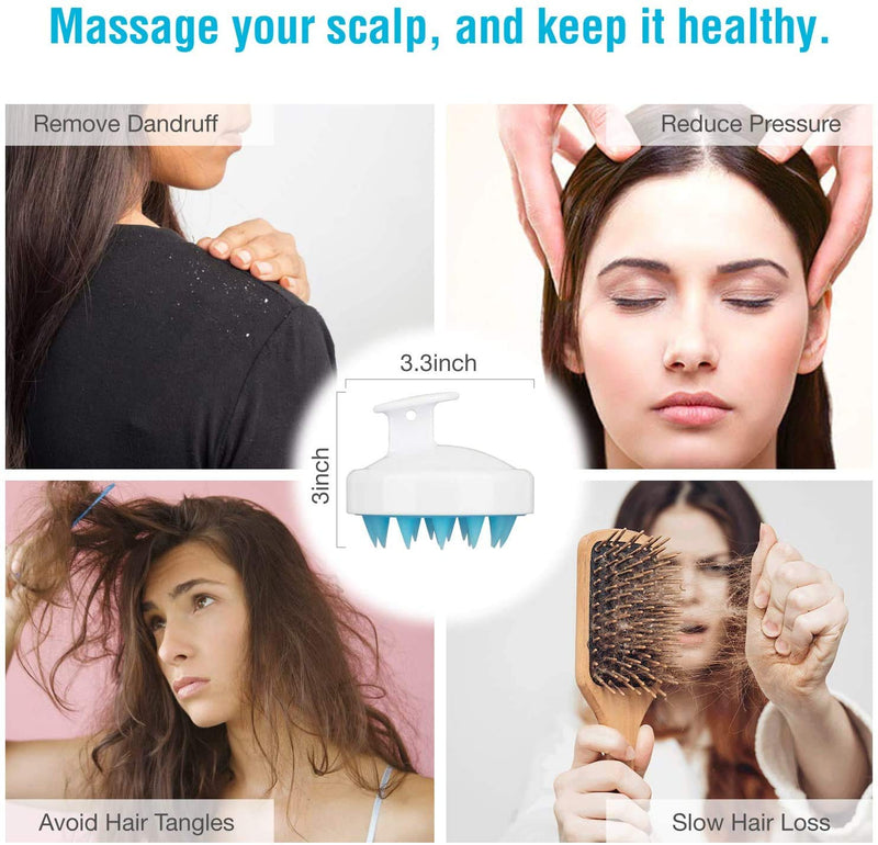 [Australia] - Shampoo Brush, Silicone Scalp Massager Hair Brush Head Massager Hair Growth Scrubber for Straight Curly Long Short Thick Thin Wet Dry Hair for Men Women Kids Pets White-blue 
