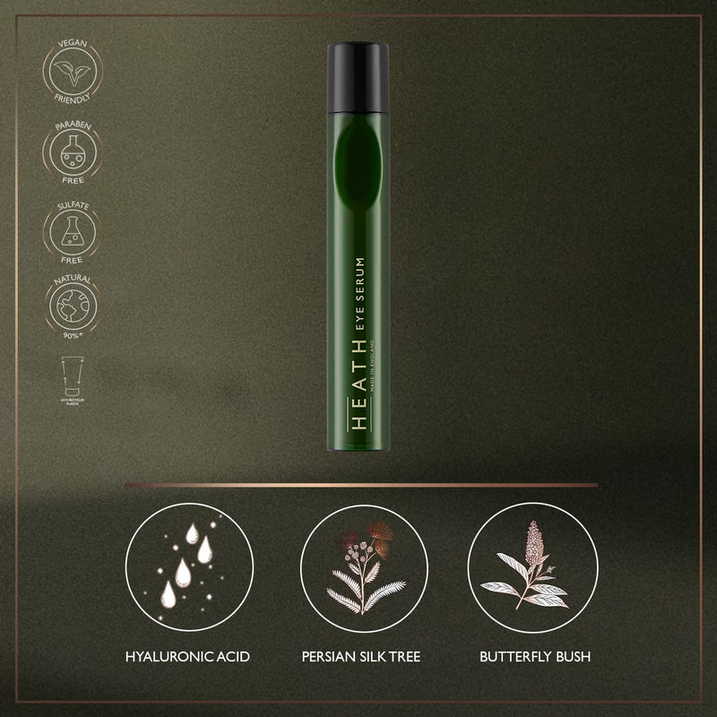 [Australia] - Heath Eye Serum for Men - Revitalising Eye Cream with Persian Silk Tree Extract and Soliberine NAT - Reduces Dark Circles and Puffy Eyes - Vegan Friendly - Made in England - 18 ml 