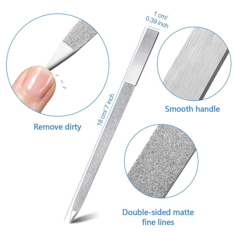 [Australia] - 6 Pack Diamond Nail File Stainless Steel Double Side Nail File Metal File Buffer Fingernails Toenails Manicure Files for Salon and Home (7 Inch) 7 Inch (Pack of 6) 