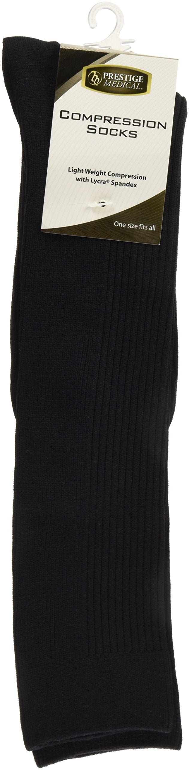 [Australia] - Prestige Medical Long Nurse Compression Socks, Black , 12 Inch One Size 