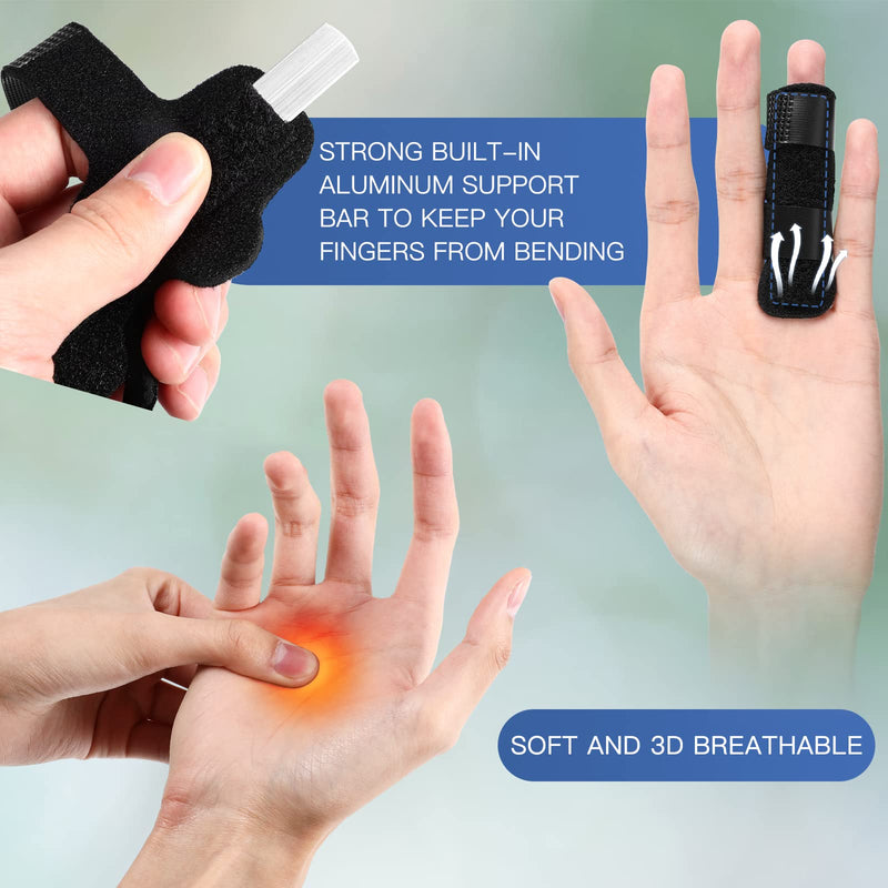 [Australia] - Trigger Finger Splint Knuckle Brace: 2 Pieces Adjustable Finger Padded Straightener for Right and Left Hand Index Middle Ring Pinky Support for Alleviating Finger Locking Popping Bending Stiffness Tendon Release and Pain Relief 