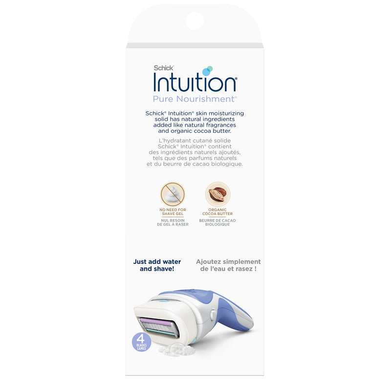 [Australia] - Schick Intuition Pure Nourishment Razors for Women | 1 Razor & 2 Intuition Razor Blades Refill with Organic Cocoa Butter Pure Nourishment Razor 