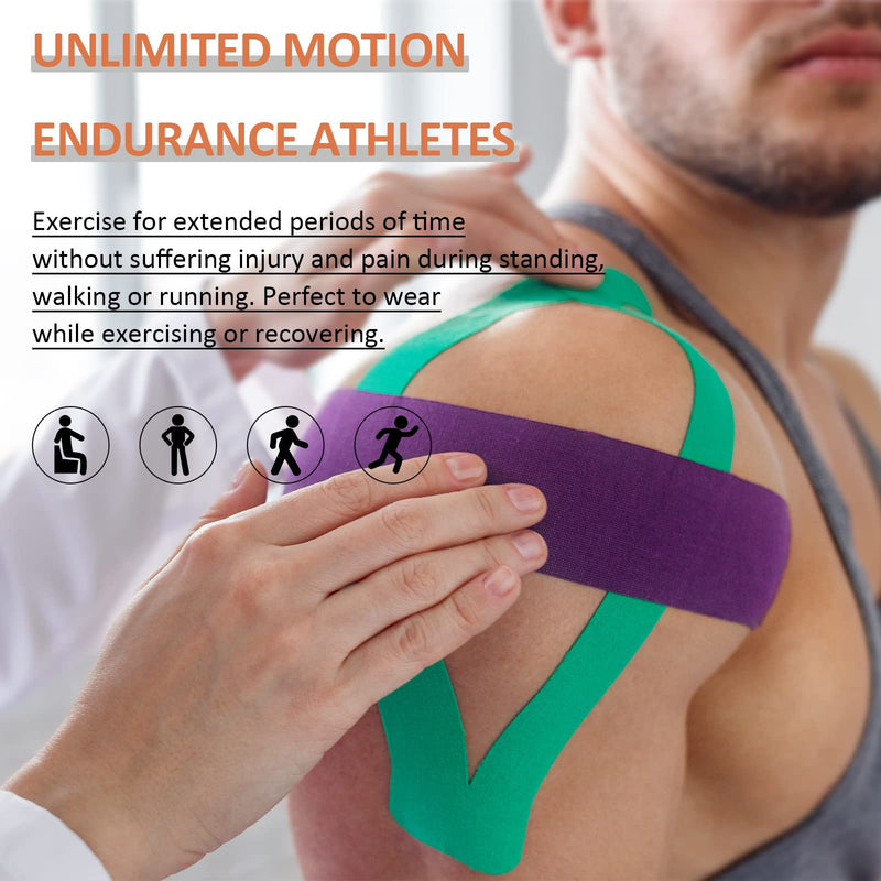 [Australia] - PHYTOP K Tape Kinesiology Tape Continuous Roll, Elastic Physiotherapy Tape Water Resustant (5cm x 35m), Sports Tape Kinesiology for Muscle Injuries (Blue) 